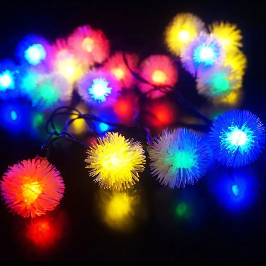 Yellow Snowball Solar String Lights
