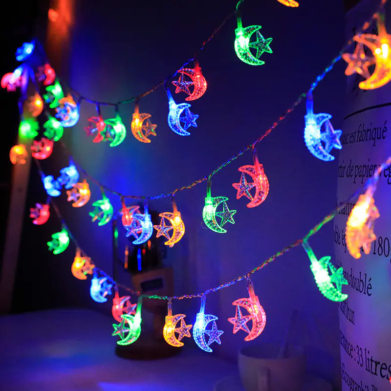 Star and Moon Lantern String Lights for Christmas Decor