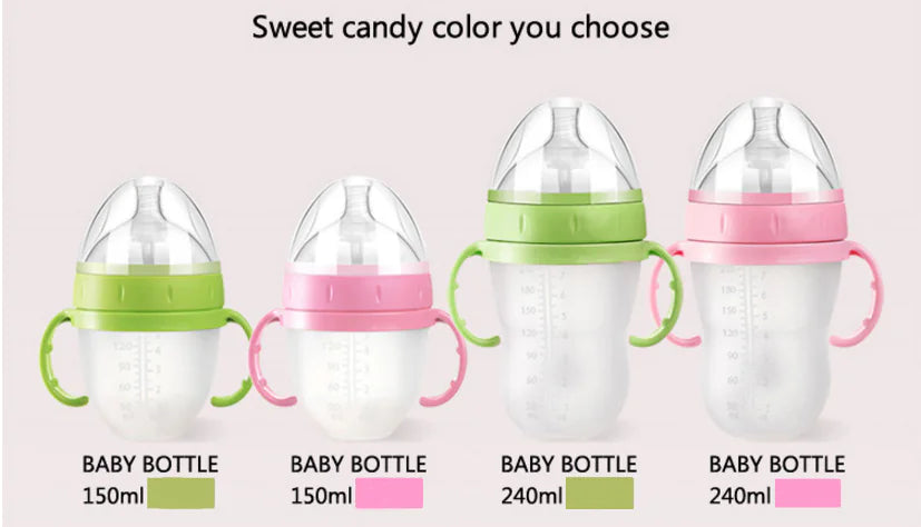 Silicone Baby Bottle - Anti-Colic, Durable, No Spill