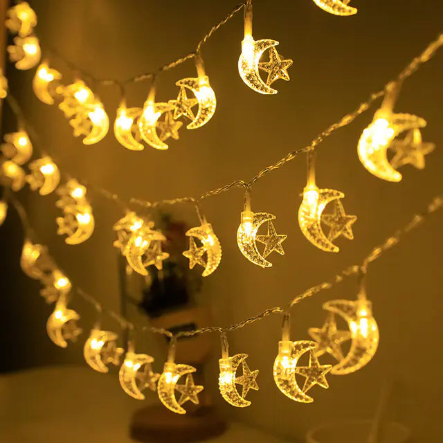 Star and Moon Lantern String Lights for Christmas Decor