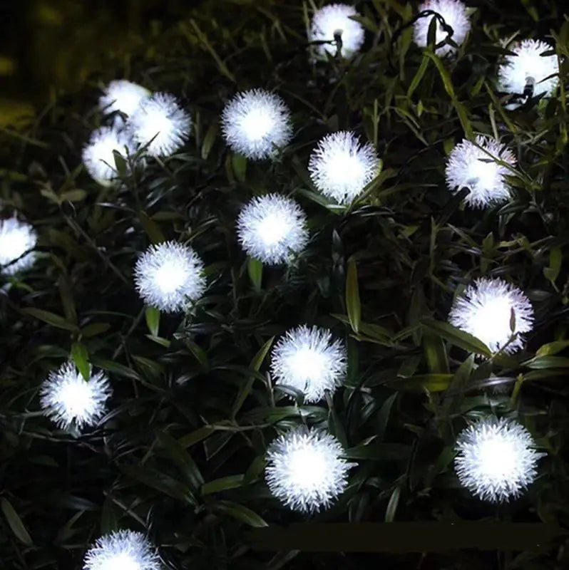 Yellow Snowball Solar String Lights