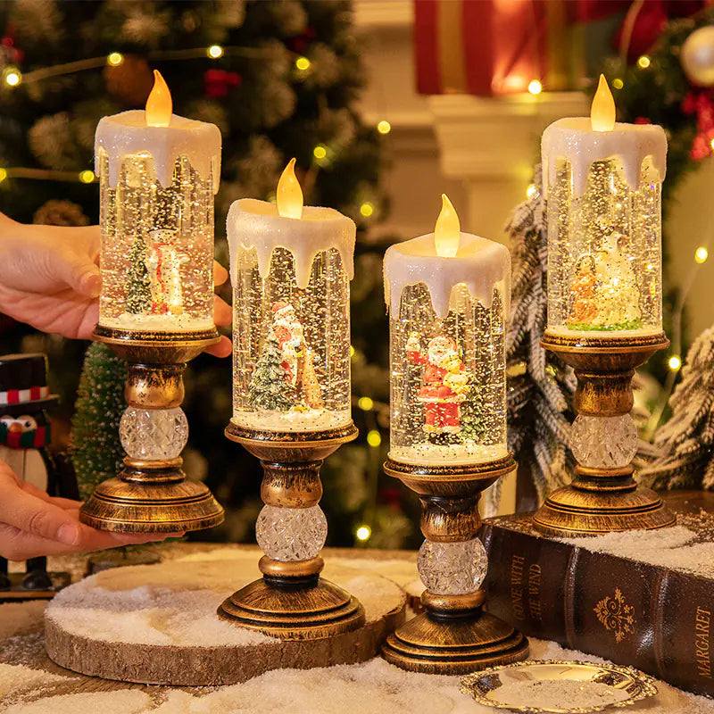Christmas Candle Lights - Crystal Snowfall Decoration