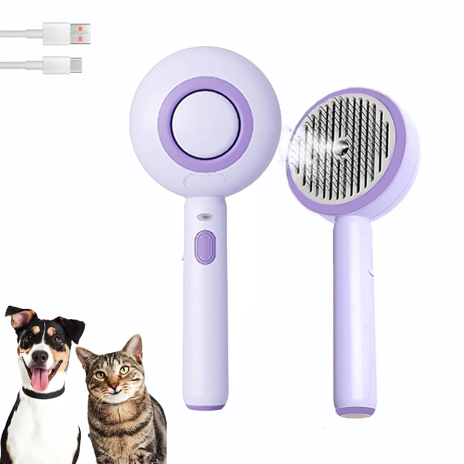 Cat Steam Brush Self Cleaning Pet Spray Hair Removal Comb with Release Button 3 In 1