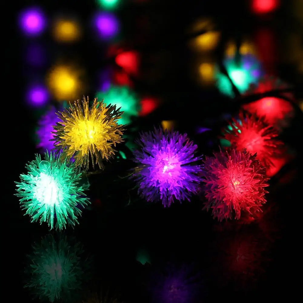 Yellow Snowball Solar String Lights
