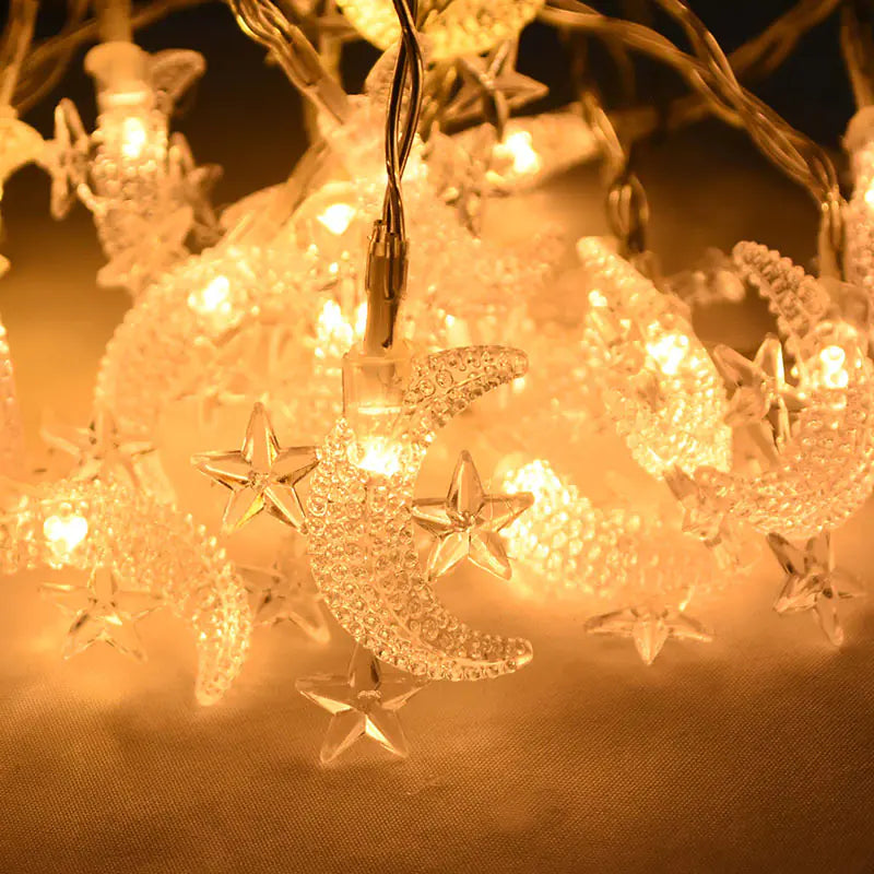 Star and Moon Lantern String Lights for Christmas Decor