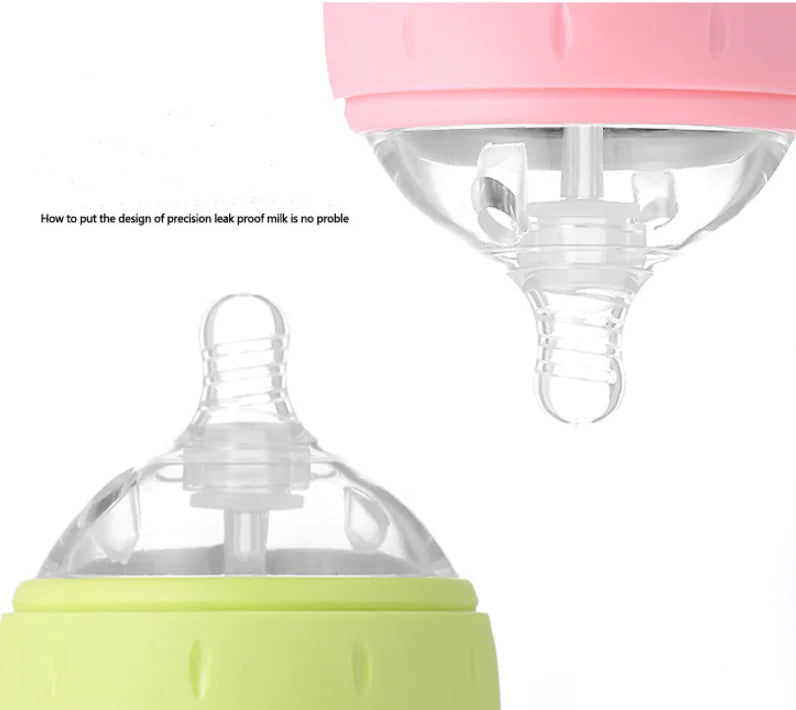 Silicone Baby Bottle - Anti-Colic, Durable, No Spill