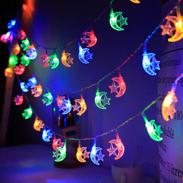 Star and Moon Lantern String Lights for Christmas Decor