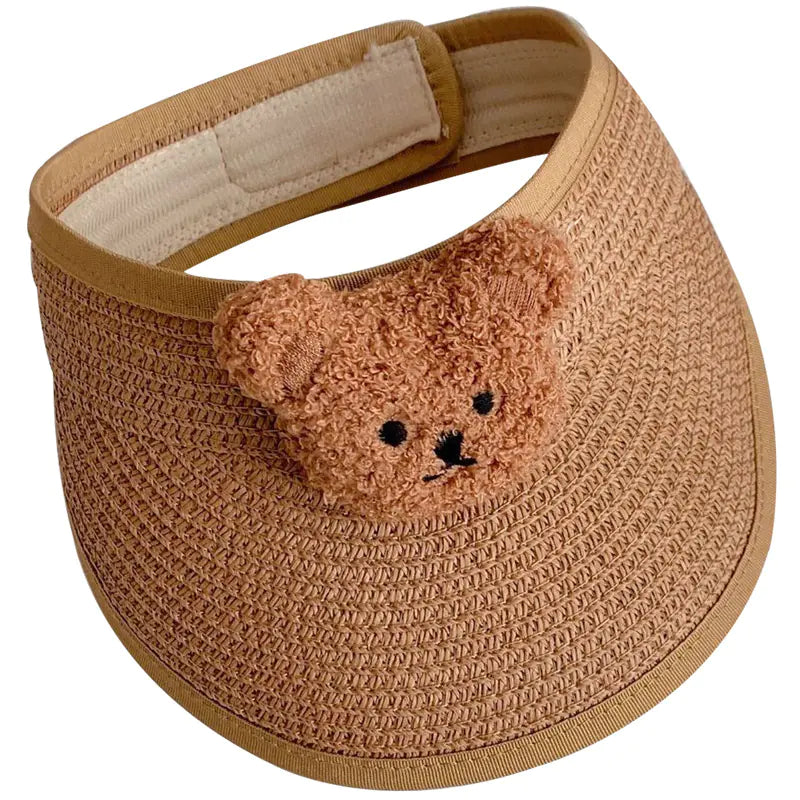 Cute Bear Summer Sun Hats for Kids (Unisex, Collapsible)