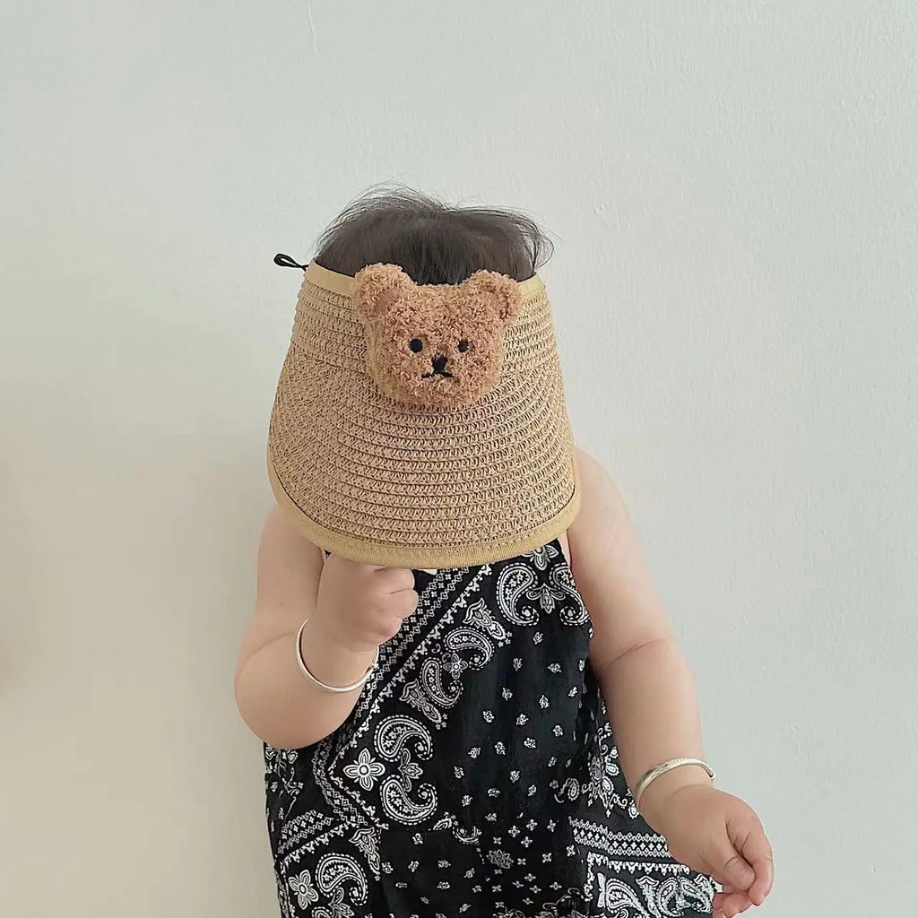 Cute Bear Summer Sun Hats for Kids (Unisex, Collapsible)