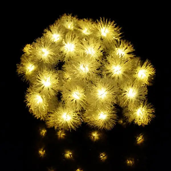 Yellow Snowball Solar String Lights