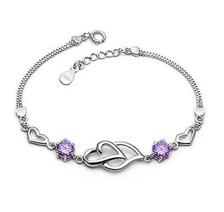 Double Heart Diamond Bracelet - Korean Fashion Jewelry